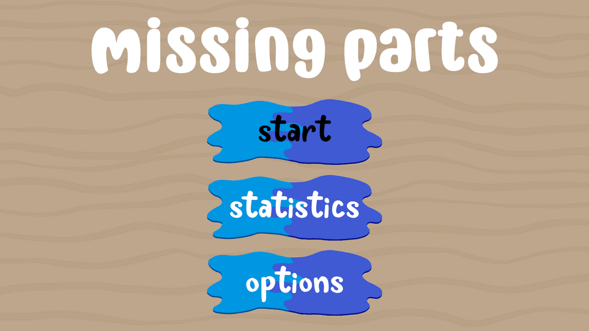 Missing Parts game screen showing missing parts puzzle
