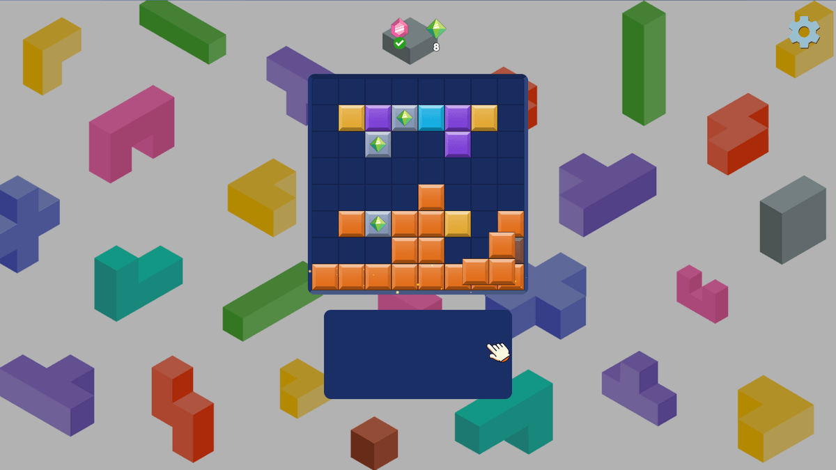 Blocky Blast - Blocky Blast gameplay showing successful block clearing combo during diamond collection stage.