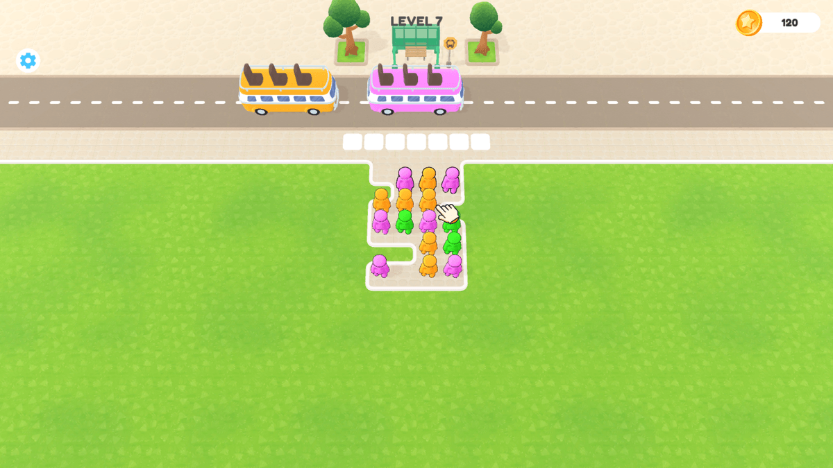 Bus Stop Shuffle - Strategic puzzle level in Bus Stop Shuffle with increasing difficulty and passenger management.