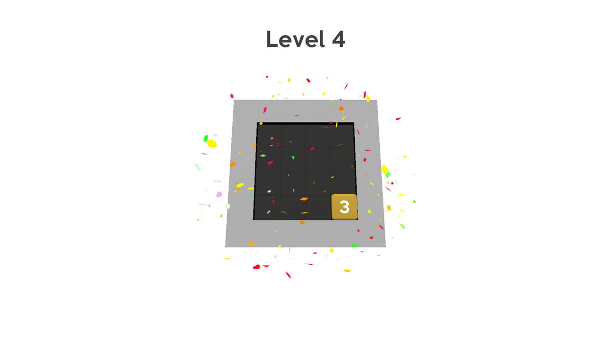 Cubes Problem - A game interface showing "Level 8" with a symmetrical black path that has red cubes labeled "1" on each side and a gold cube labeled "3" at the top center.