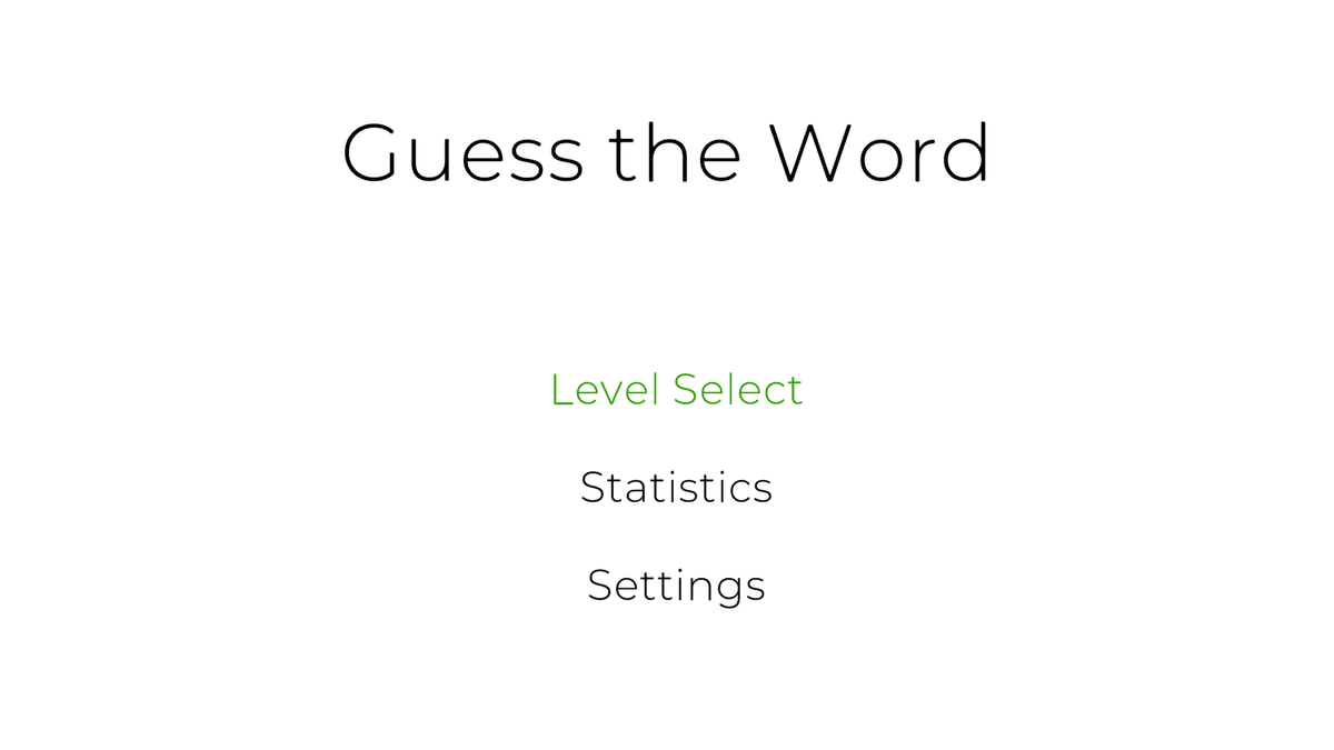 Guess the Word game screen showing word guessing puzzle