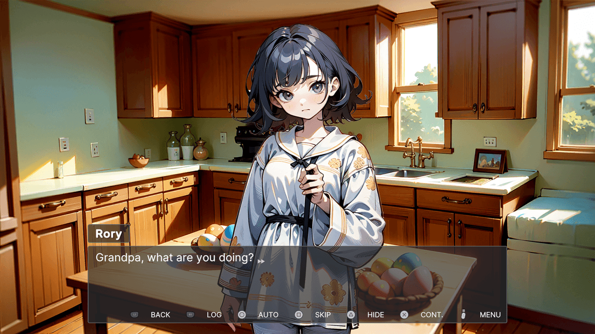 Past Easter - A rustic, ancient colonnade made of stone with multiple columns and arches, featuring warm lighting that accentuates the architectural details.