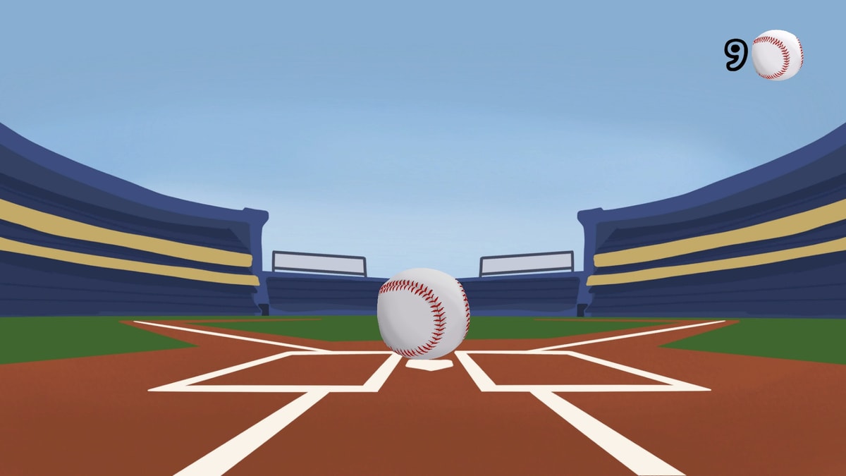 The Baseball T gameplay featuring baseball hitting puzzles