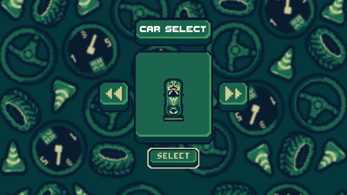 urbo Hyper Drive top-down pixel racing track at nightâthree cars launch from the start/finish, LAP 1/4 and 00:01 timer, garden obstacles and ramps.